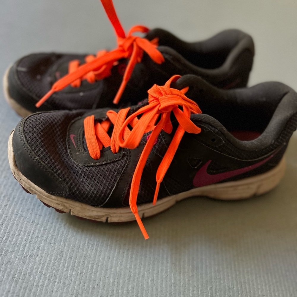Nike Black Sneakers with Orange Laces